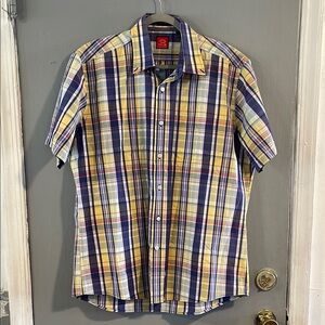 Oscar de la Renta Plaid Casual‎ Button Down Shirt Size L